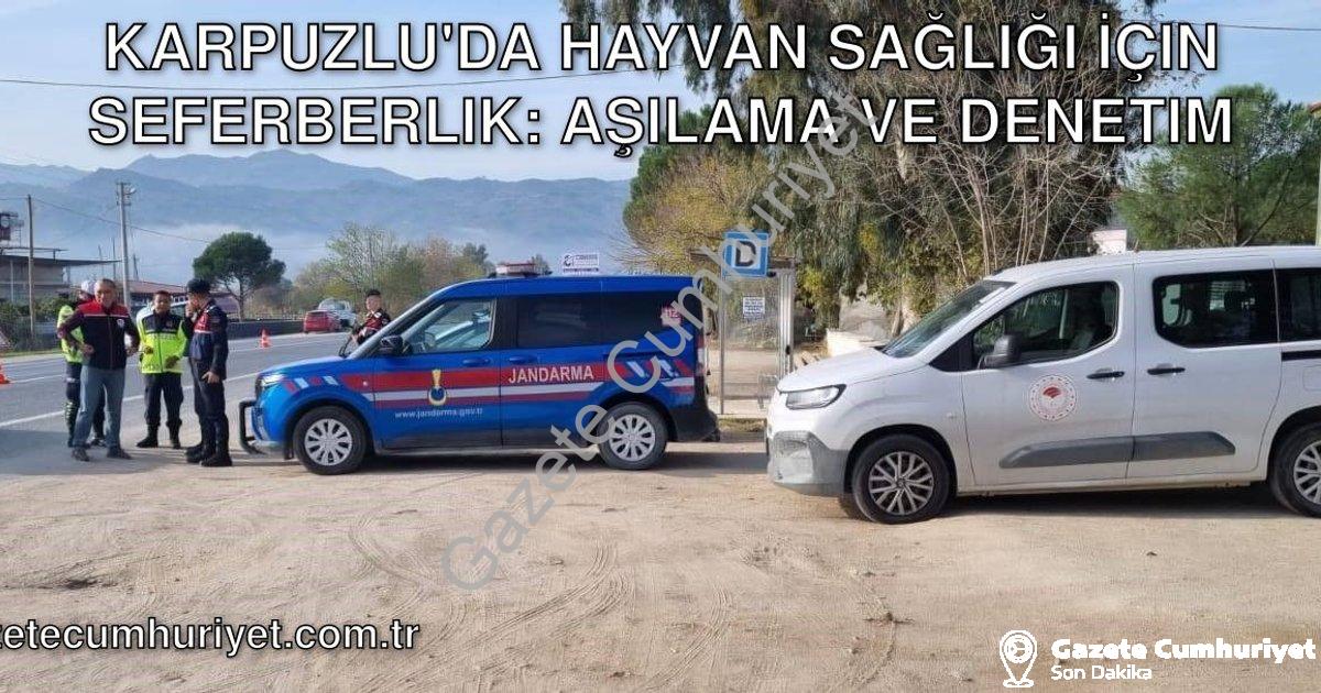 "Karpuzlu'da Hayvan Sağlığı İçin Seferberlik: Aşılama ve Denetim" başlıklı haber için fotorealistik,