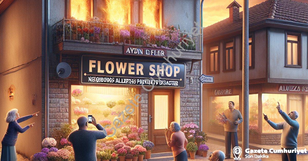 "Aydın Efeler'de Çiçekçi Yangını: Komşuların Dikkati Faciayı Önledi" başlıklı haber için fotorealist