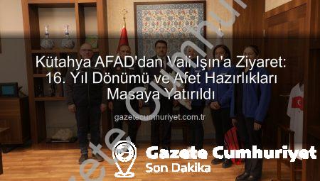 Kütahya AFAD’dan Vali Işın’a Ziyaret: 16. Yıl Dönümü ve Afet Hazırlıkları Masaya Yatırıldı
